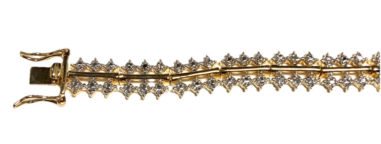Ross Simons Vermeil Gold over Sterling 925 Diamond Bracelet 7.5-inches LR24