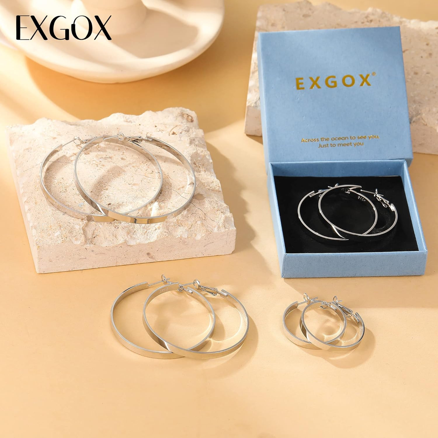 Silver Hoop Earrings for Women – Sterling Silver & 14K Gold Plated – Hypoallerge
