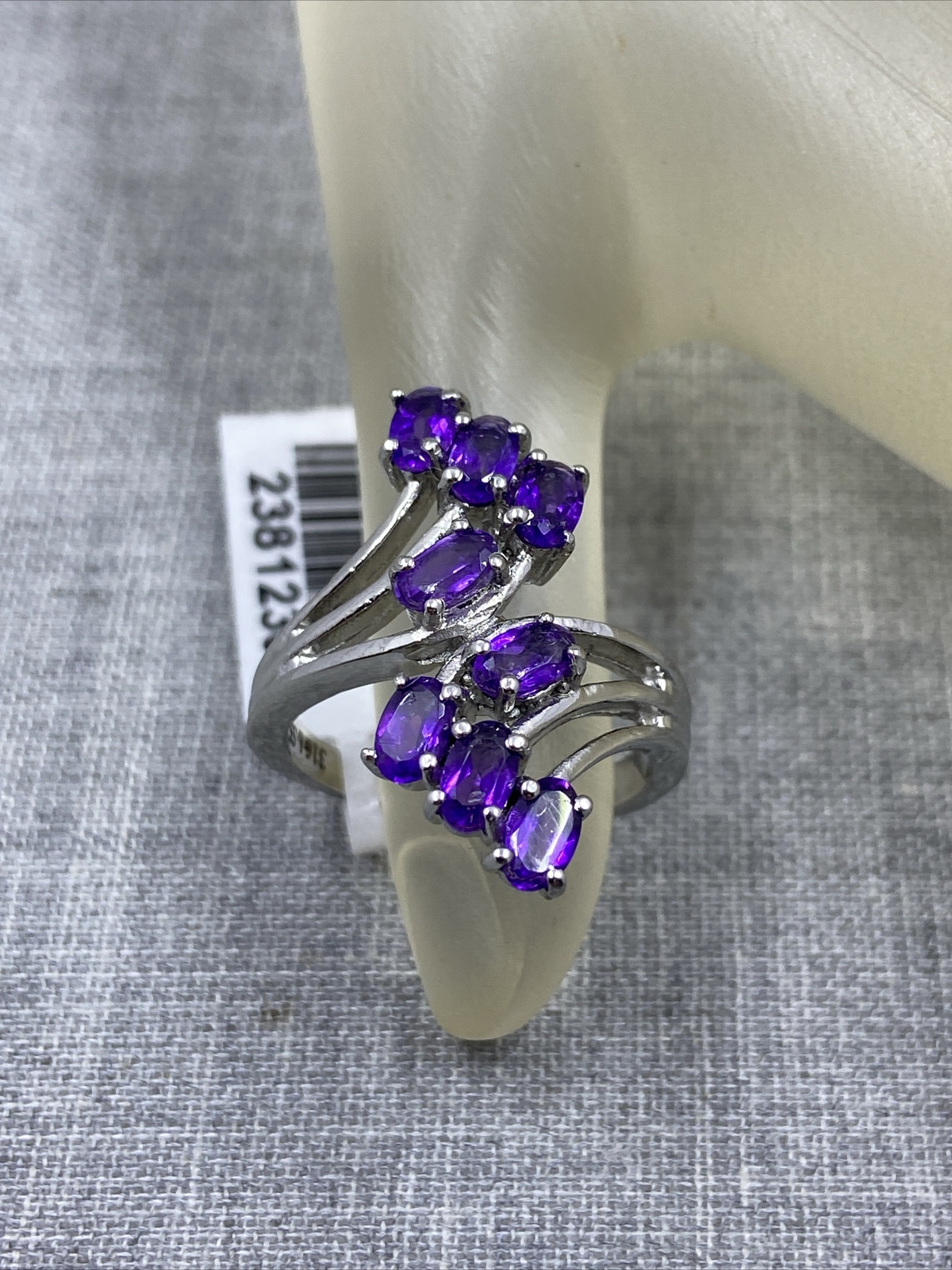 Stainless Steel 316 L SS Designer Amethyst Cluster Ring Size 7 NWT