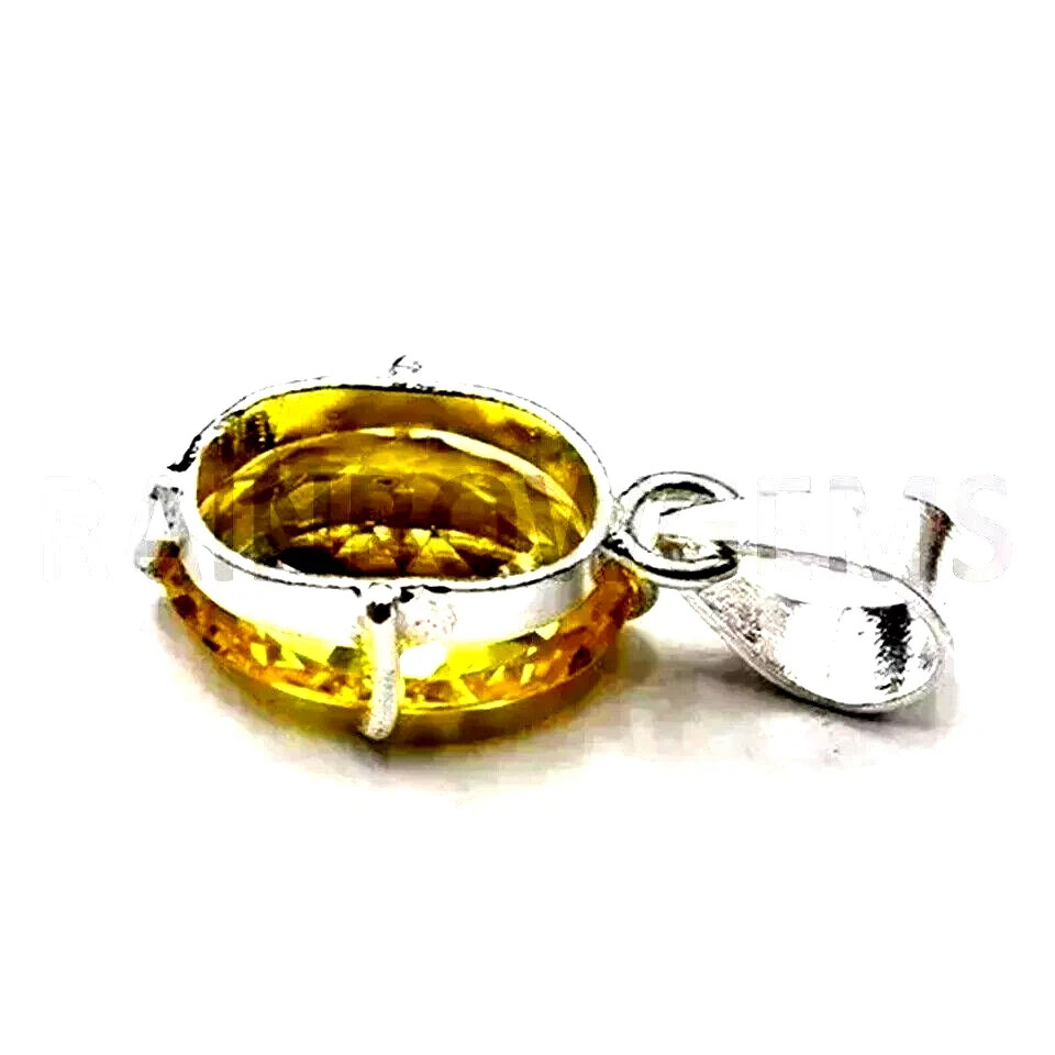28.50 Ct+ Natural Certified Yellow Sapphire 925 Silver Oval Pendant ZG Gemstone