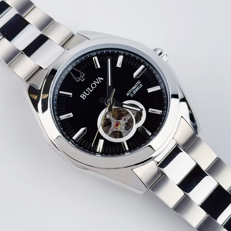 Bulova Men’s Surveyor 96A270 Black Dial Stainless Steel Automatic Watch 42mm