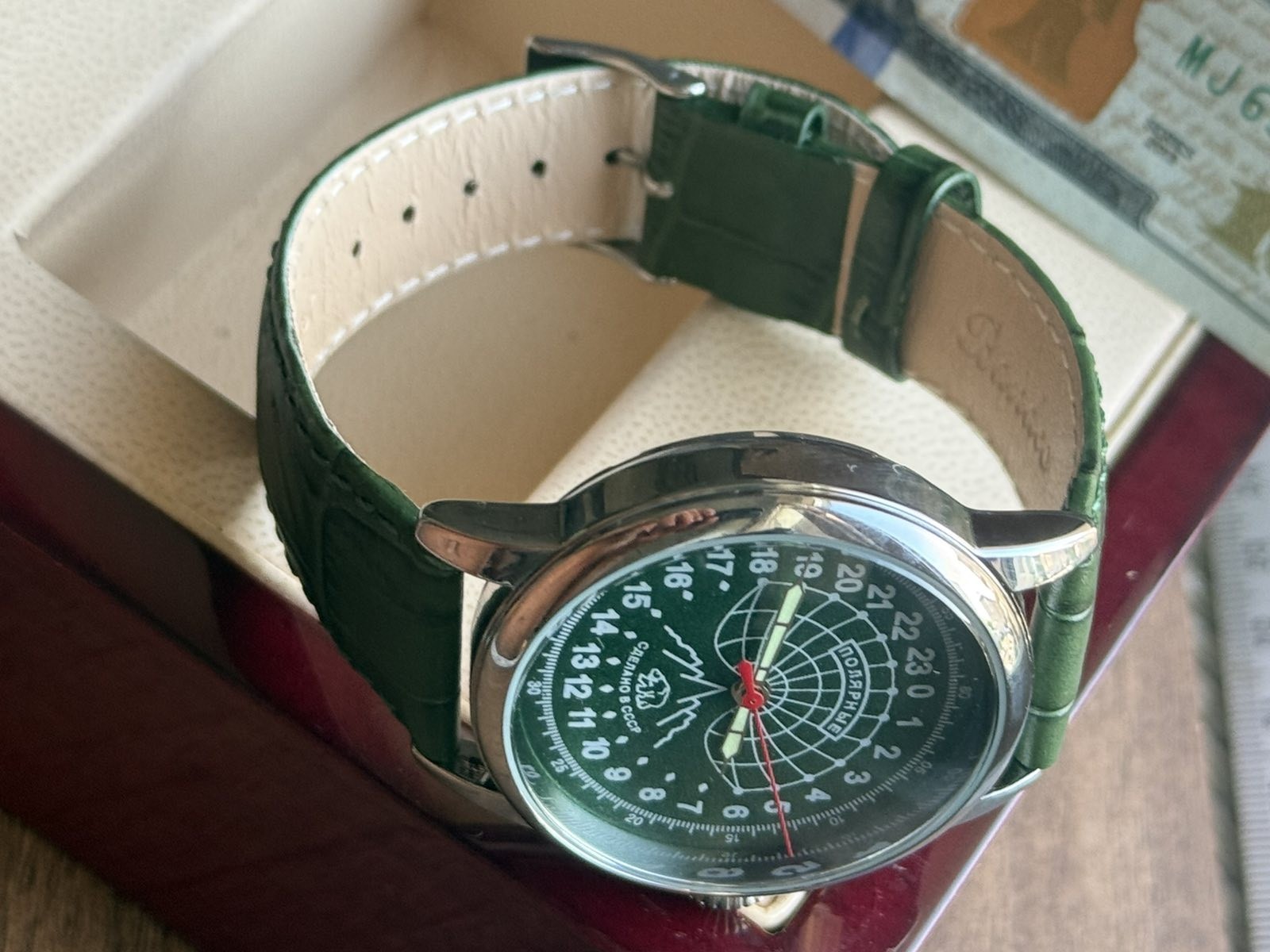Watch 24h Mechanical Raketa Wrist Men Soviet USSR Polar Day Russian Rare Green