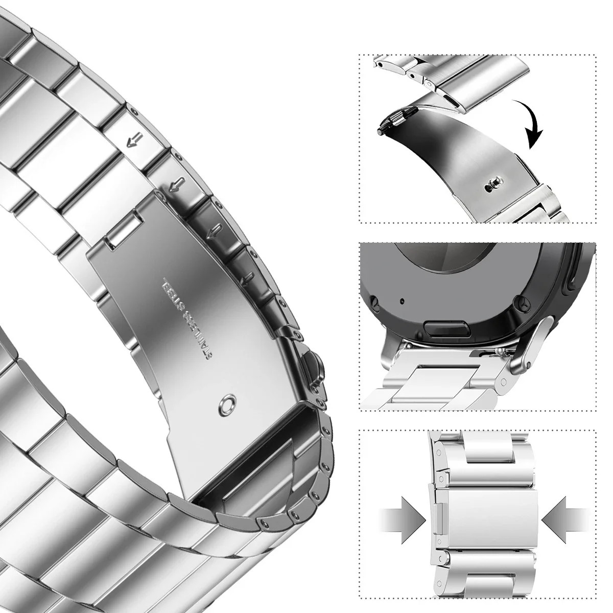 No Gap Steel Strap Metal Watch band for Samsung Galaxy Watch 8 40mm/44mm/46mm