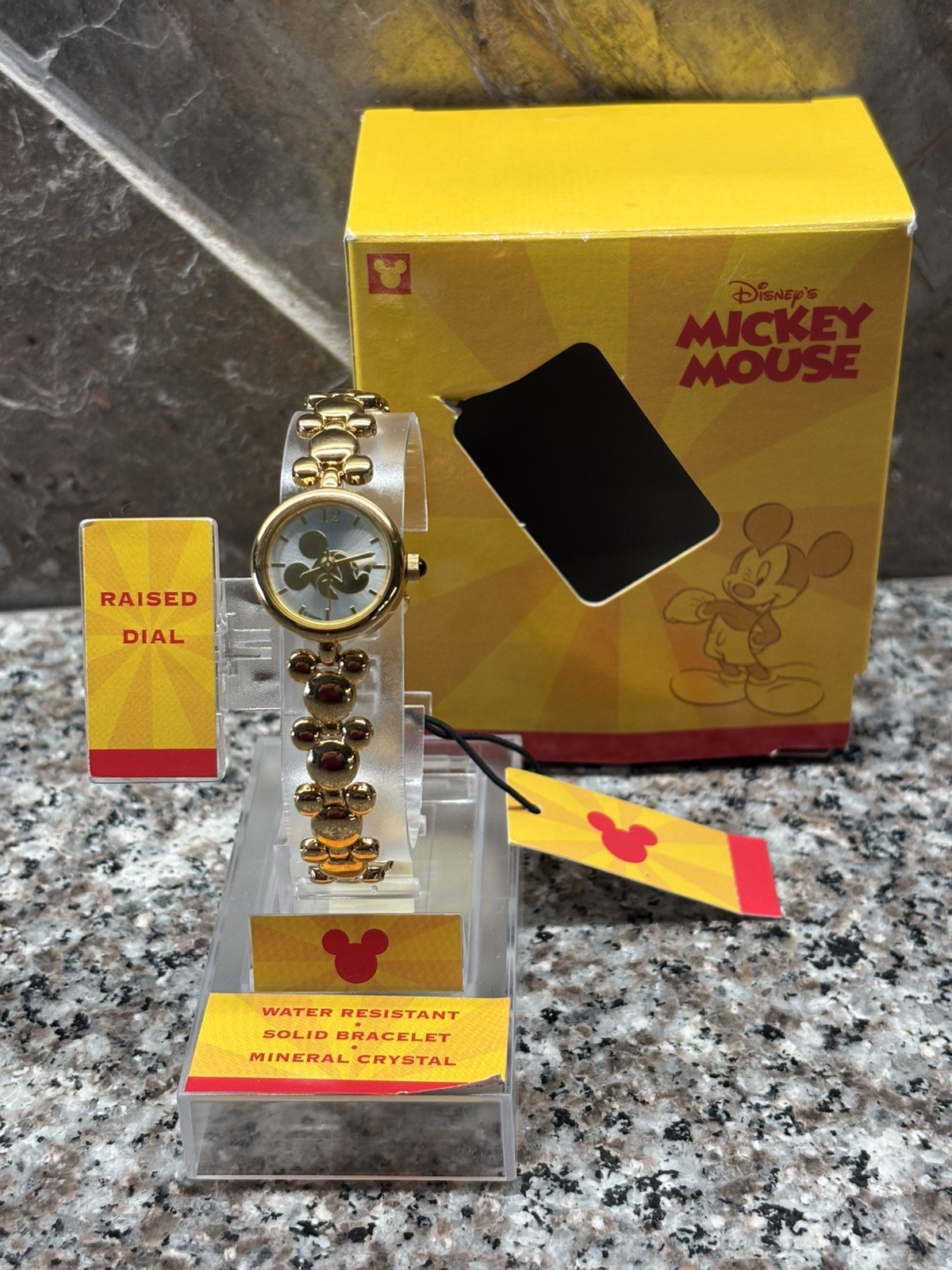Disney Mickey Mouse Raised Dial Water Resistant Mineral Crystal Watch Bracelet
