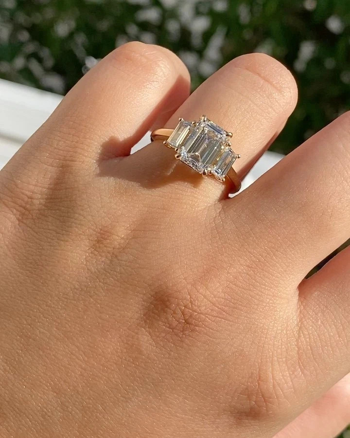 Wedding Ring 6.50 Ct Real Emerald Cut Lab Grown Diamond in Solid 18K Yellow Gold