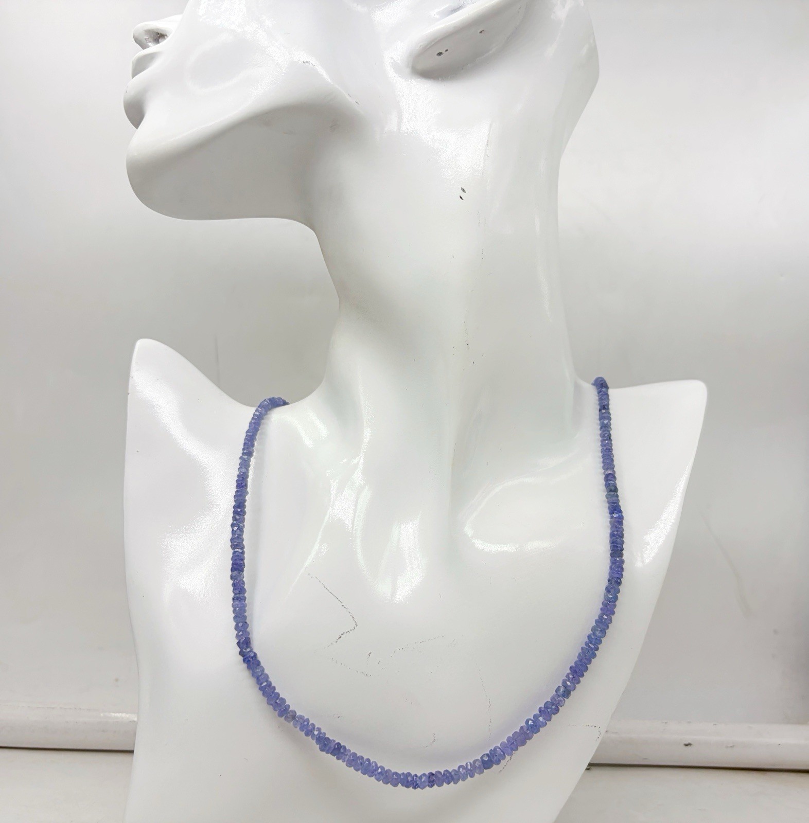 Natural Tanzanite Necklace 20” 4–5mm Faceted Gold Plated Clasp