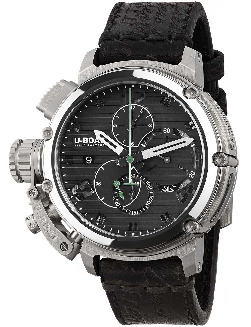 U-Boat 9592 Mens Watch Chimera 46mm Chrono SS Black Automatic 10ATM
