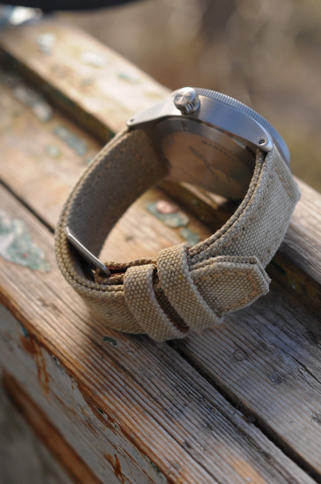 24 mm Sandy Beige rugged handcrafted canvas watch strap *Ready-Made *US-DutyPaid