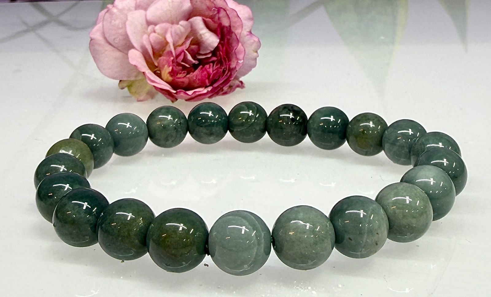 Wholesale 6 Pcs 9.5-10mm Jade Jadeite natural crystal Stretch Bracelet 8”