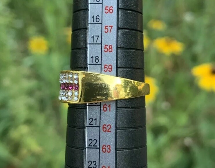 2 Piece – Simulated Ruby & Diamond Gold Tone Band And Cocktail Ring. Brand New!