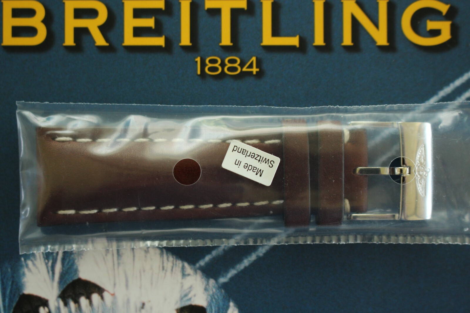 BREITLING 443X 24-20 BROWN DELUXE CALF TONGUE BUCKLE WATCH BAND WATCHBAND STRAP