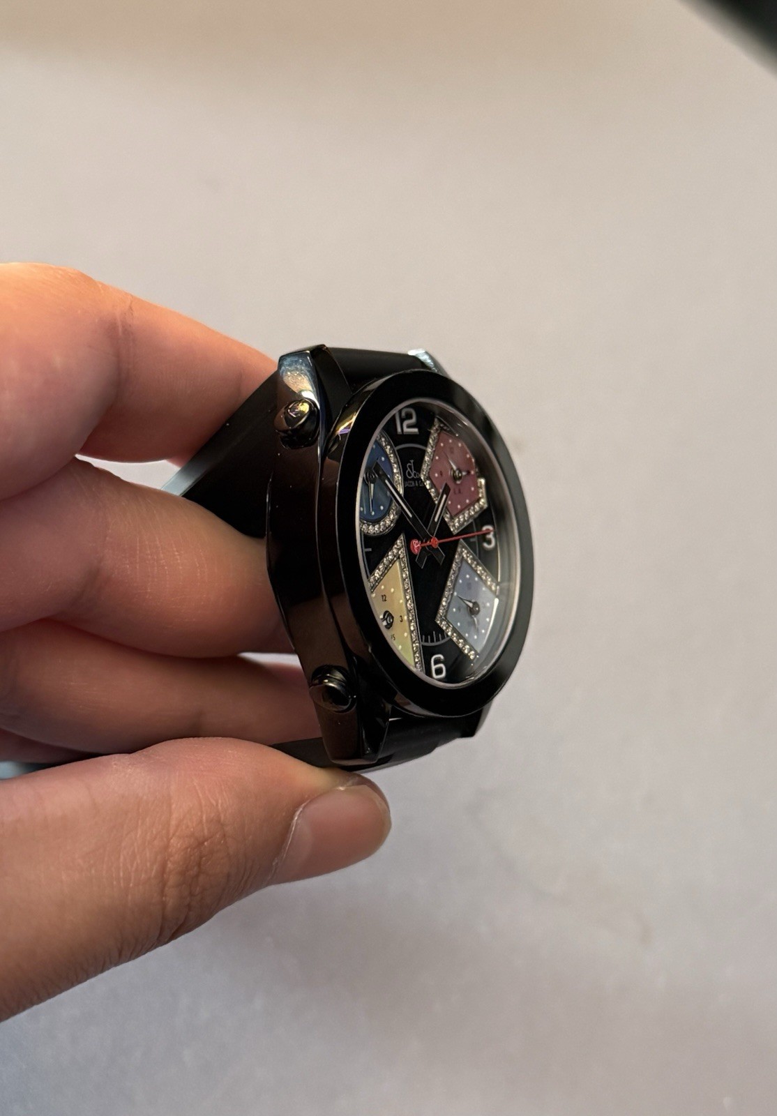Jacob & Co Five Time Zone Quartz 40mm Black Diamond Dial A5267 NEEDS BATTERY