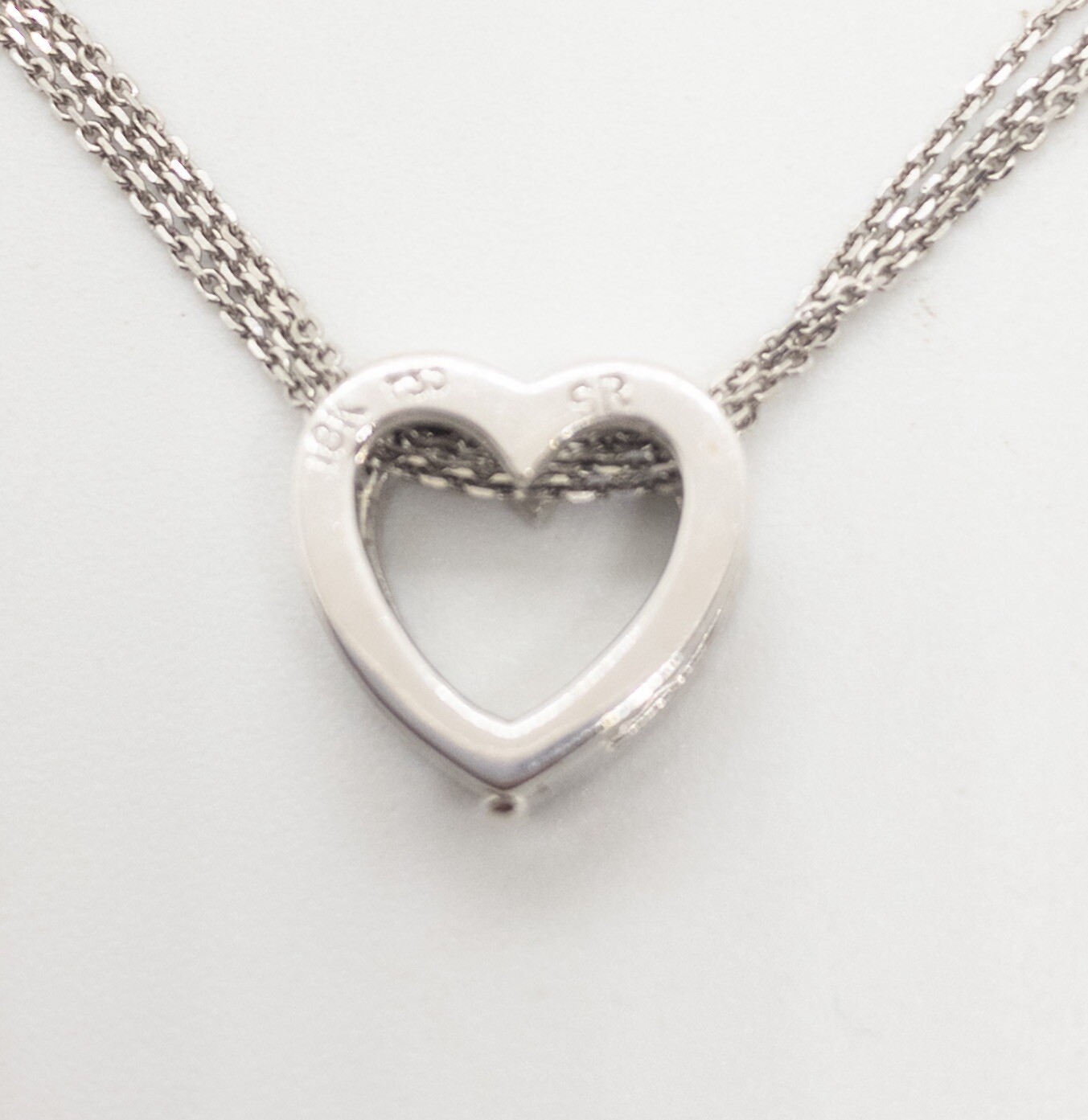 Diamond Heart Necklace 18k White Gold Tripple 14k Chain 16″ 7 grams