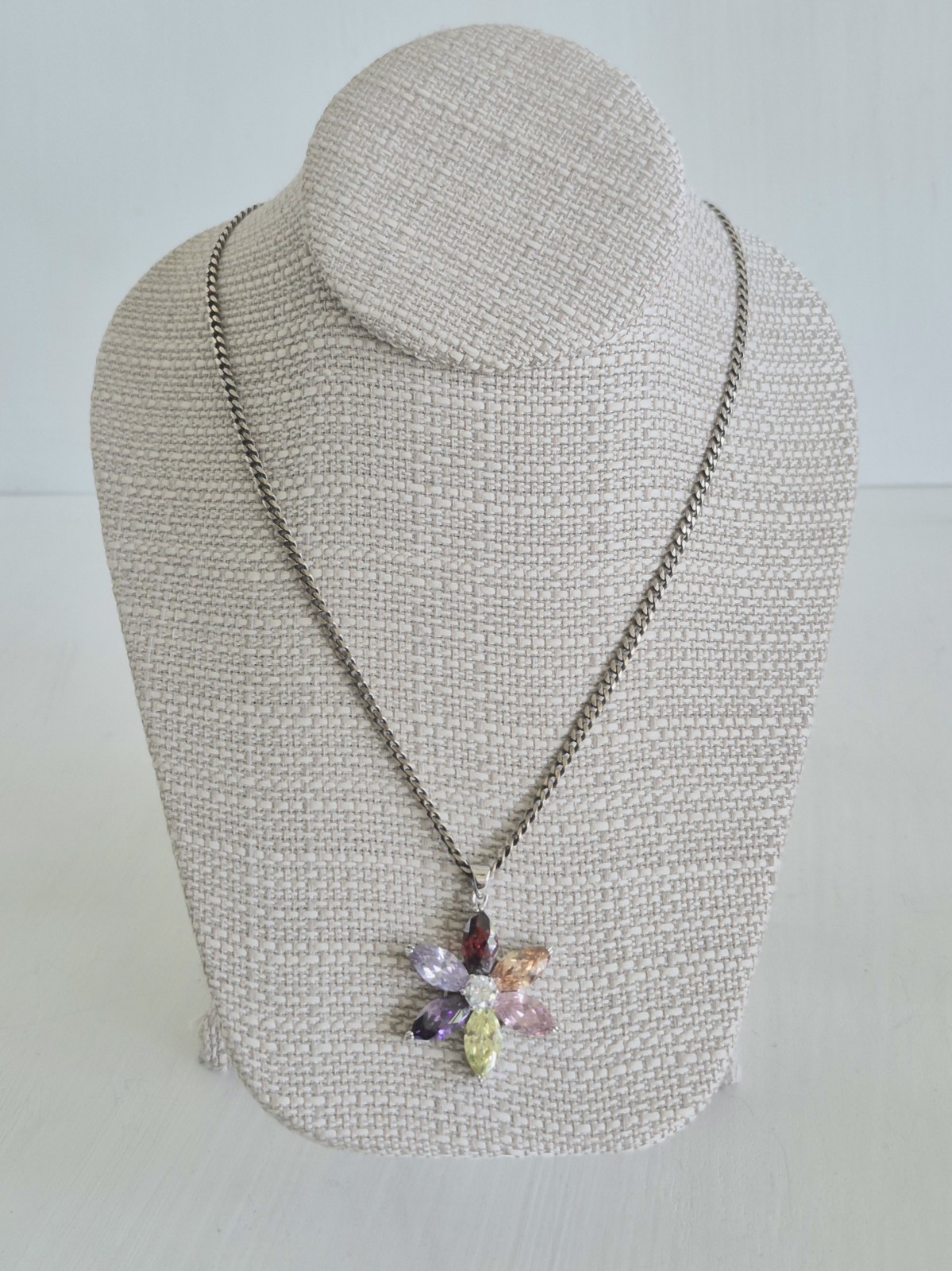 Milor Italy Vintage .925 Sterling Silver Multi-Color Mixed Gemstones Necklace