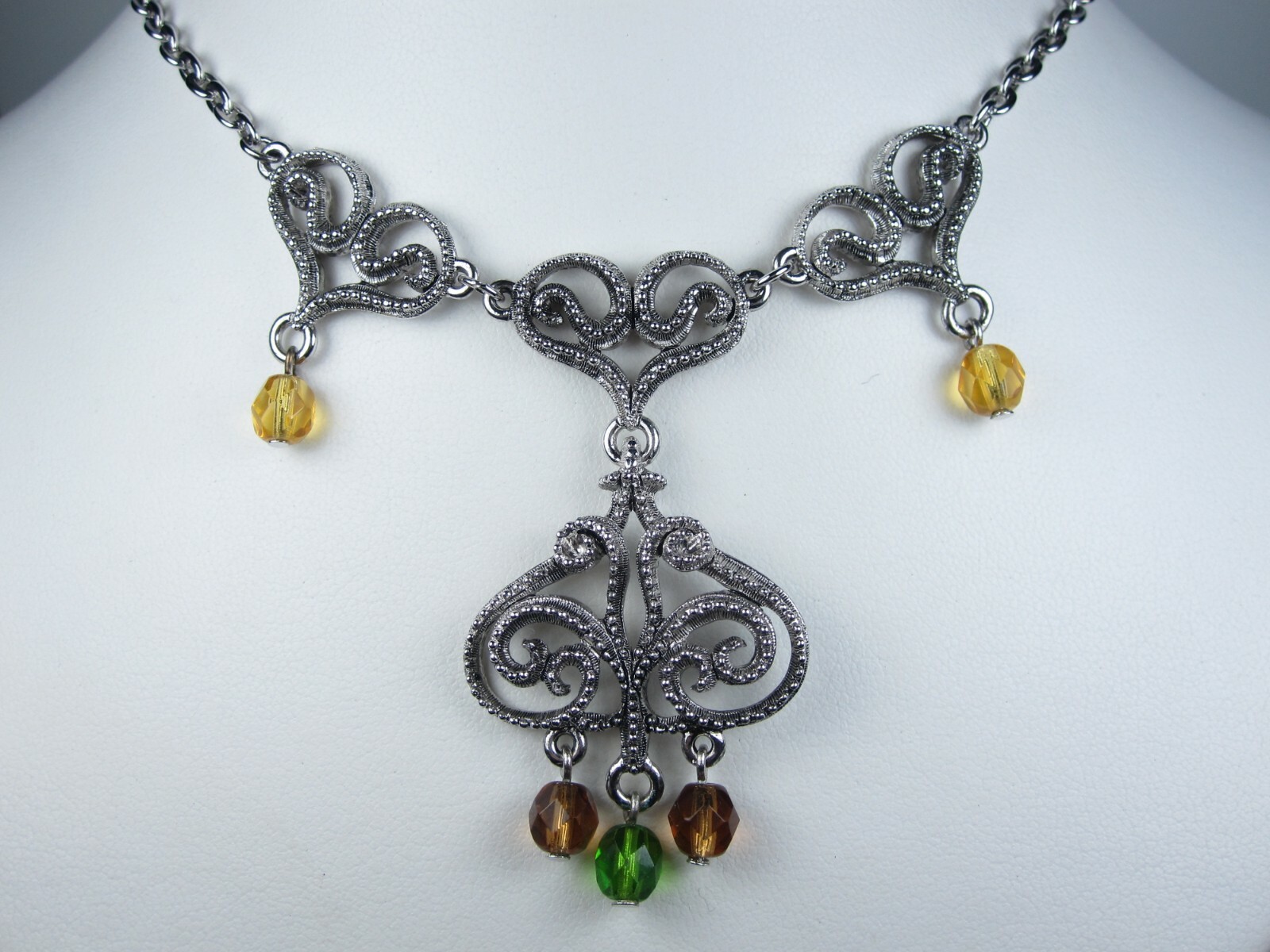 D’Orlan Rhodium Plated Necklace with Swarovski Crystals 16-18″ Length 2858
