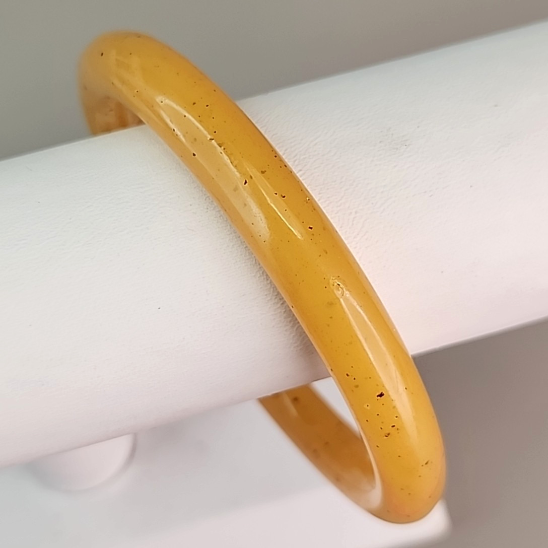 Vintage Bakelite Bangle Bracelet Yellow Egg Yolk 8″