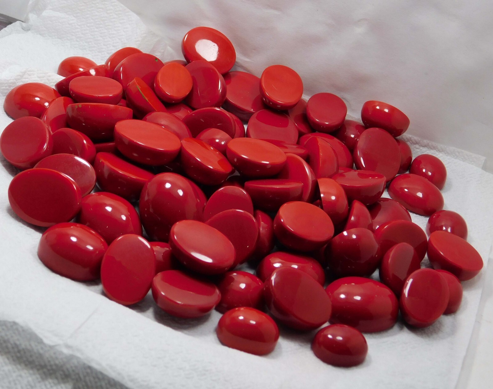 Natural Italian Red Coral 250 Ct Oval Cabochon Cut Loose Gemstone Lot