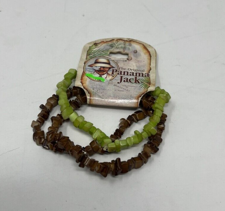 Panama Jack “Beach Style” Puka Shell Bracelets Green, Brown New With Tags