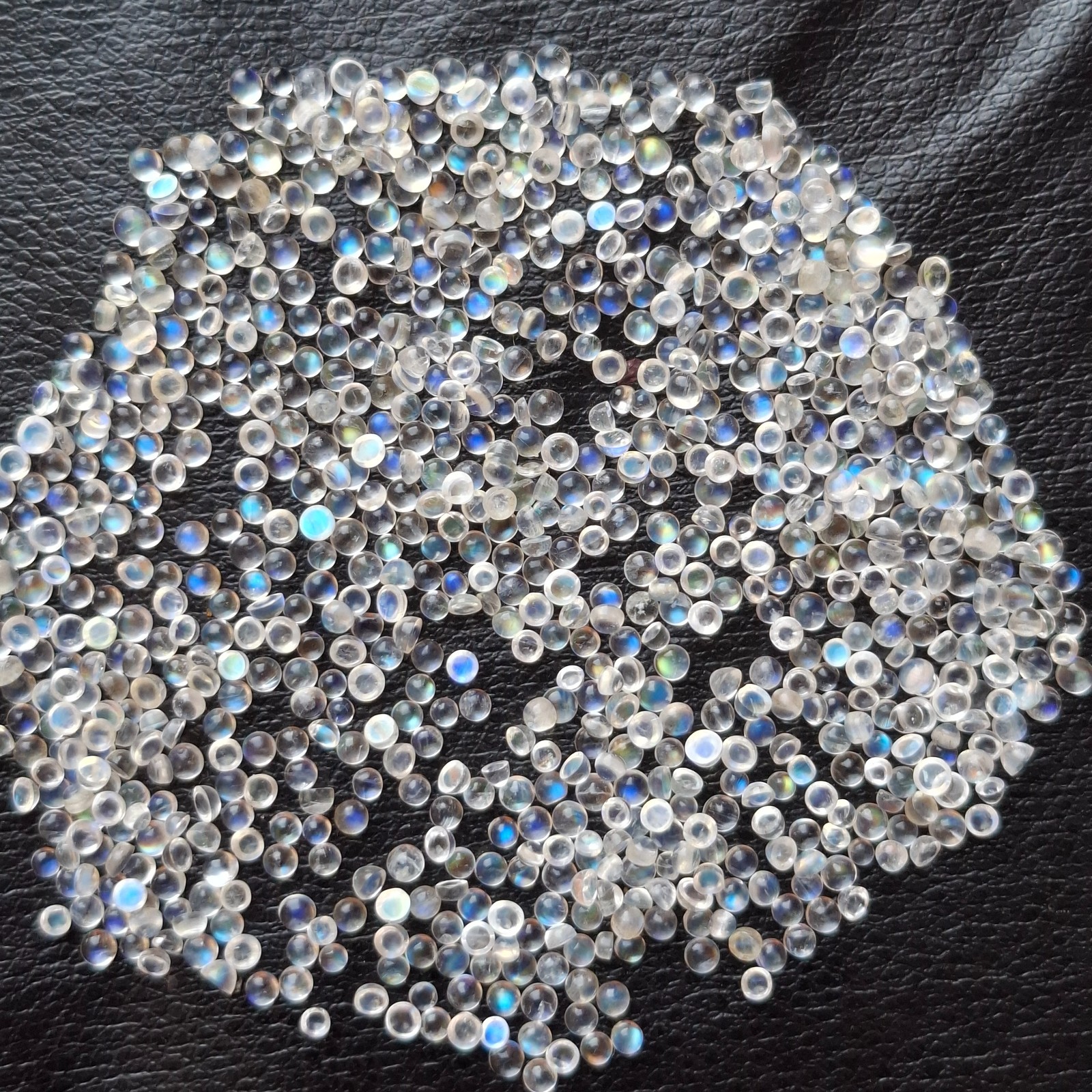 5 Pcs Natural Rainbow Moonstone Round Cabochon 2.5mm Approx AMJ2320