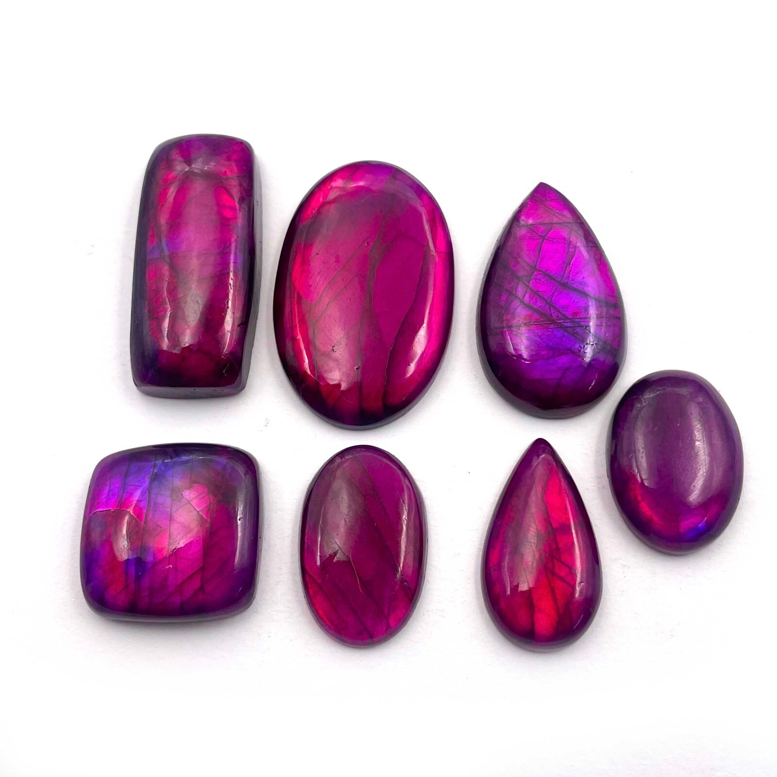 Natural Labradorite Mix Size Purple Coated Loose Gemstone Cabochon Lot 100 CT