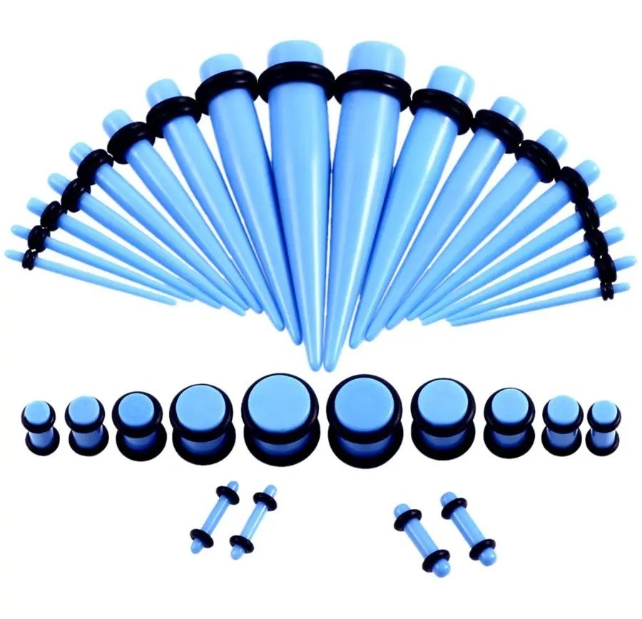 36 pcs Ear Stretching Kit 14G-00G Taper Ear Gauges Plugs Tunnels Expander Set