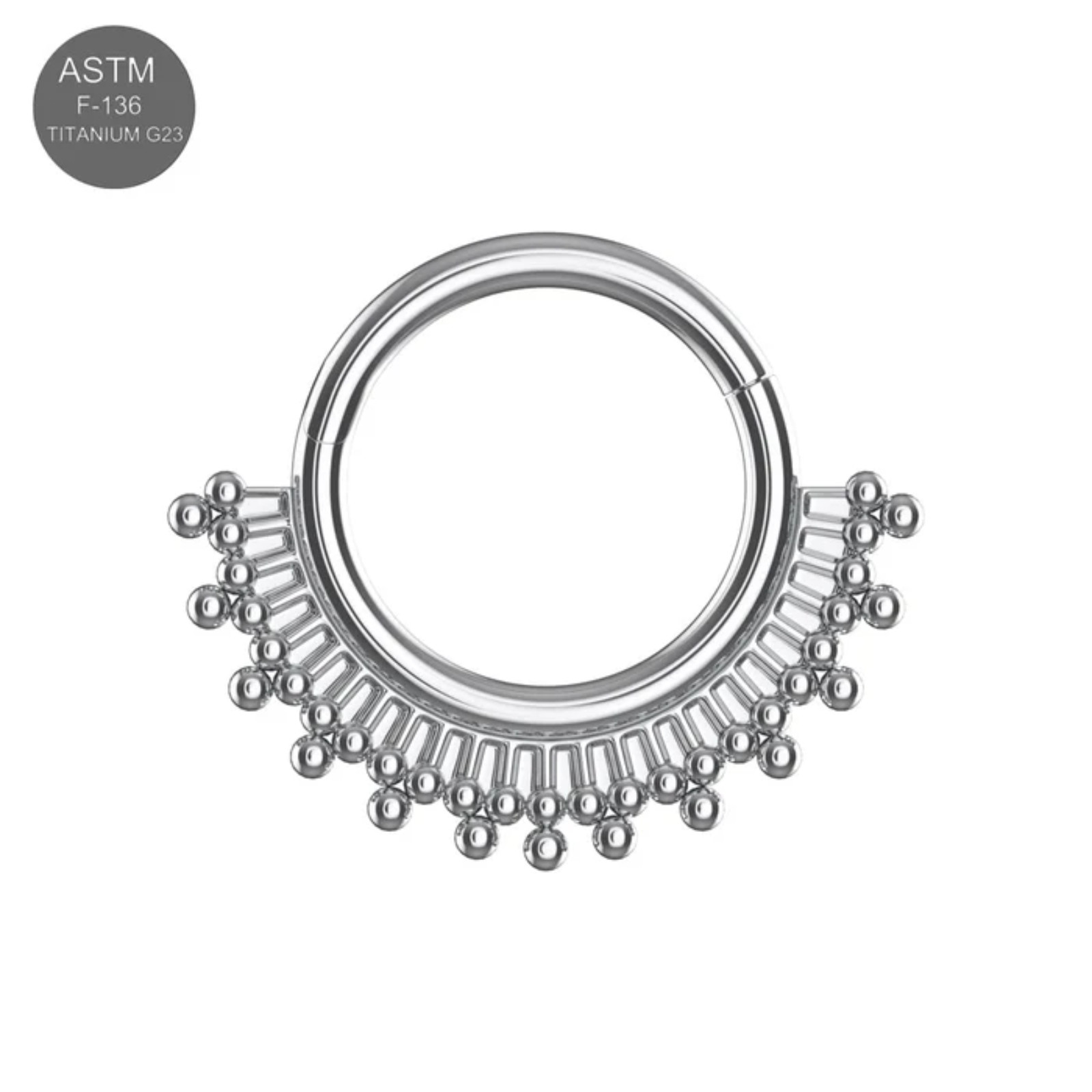 G23 Titanium Tribal Sunburst Hinged Clicker Ring Septum Nose Cartilage Hoop
