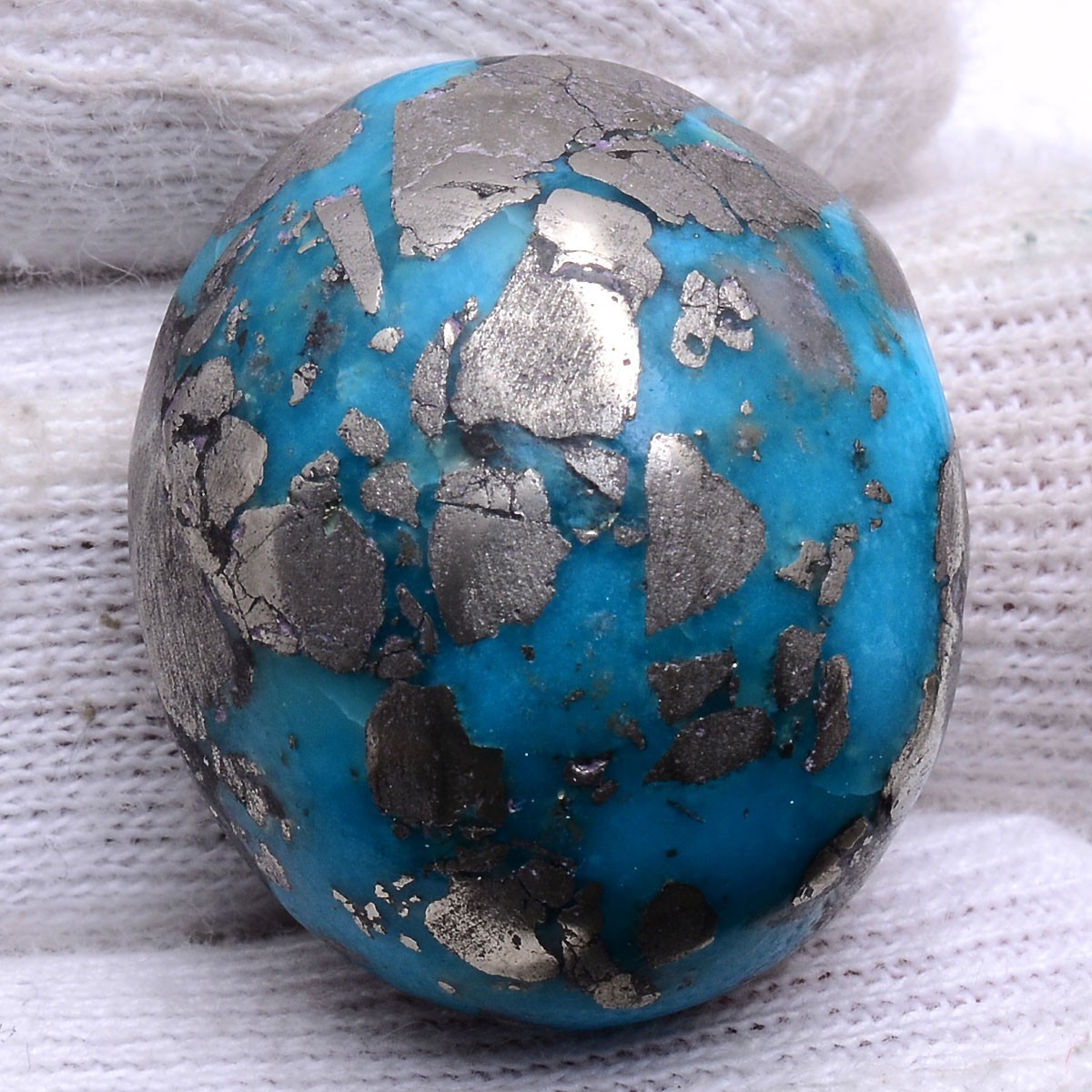 Blue Gold Magic~ 79.00 Cts Natural Persian Turquoise Hi-End Cabochon Gemstone