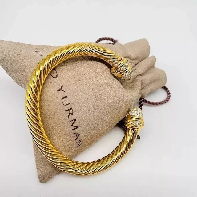 David Yurman7mm Cable Cuff w/ Diamonds & 18K Gold bracelet