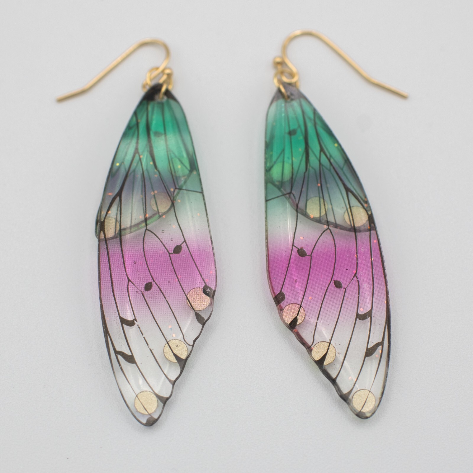 Green and Red Humingbird Wing Dangle Earrings – Radiant Colorful Beautiful