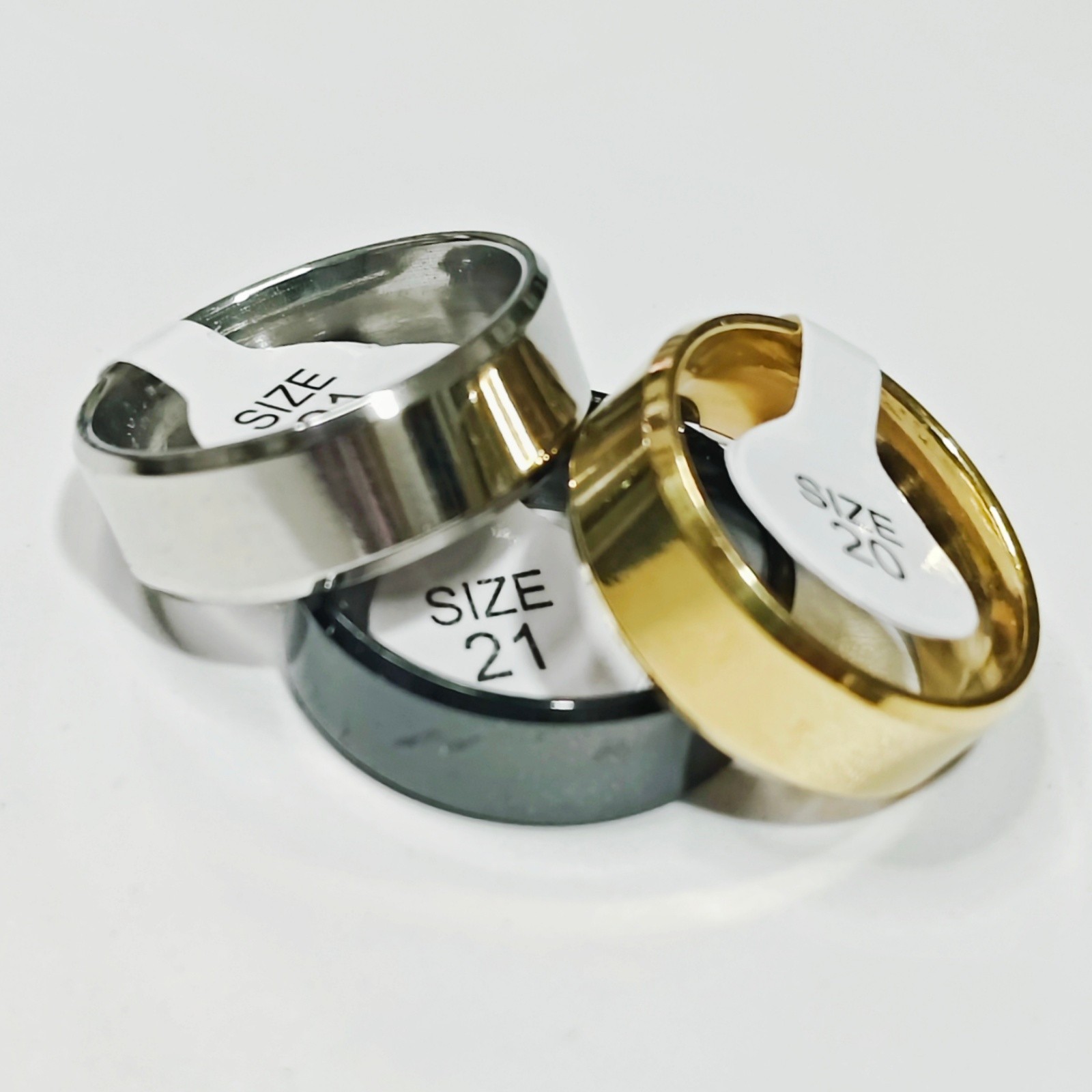 36 Pcs Plain Polished Stainless Steel Rings Beveled Edge 3 Colors Mixed Unisex
