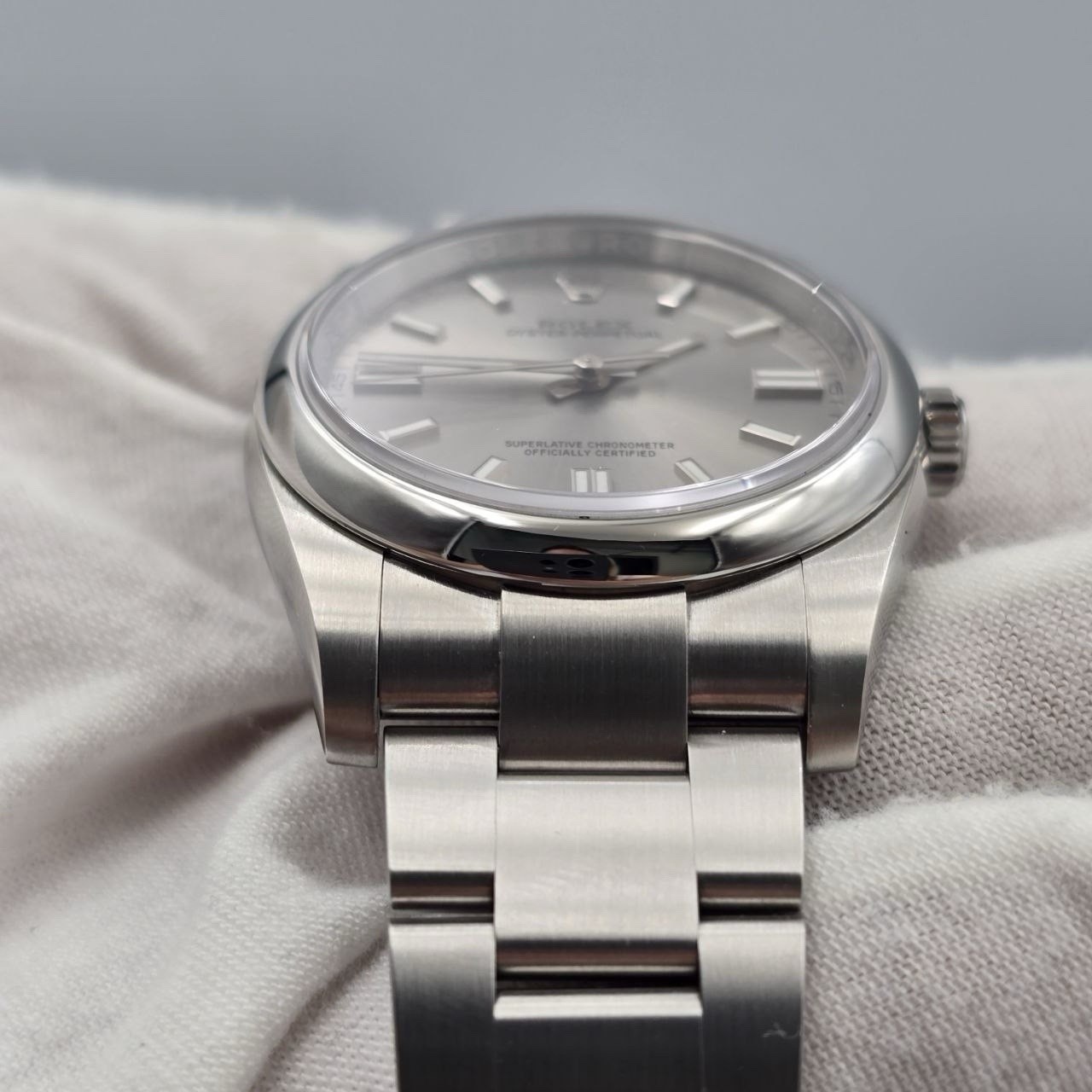 2019 PAPERS Rolex Oyster Perpetual Silver Stick Dial Steel 36mm 116000 BOX