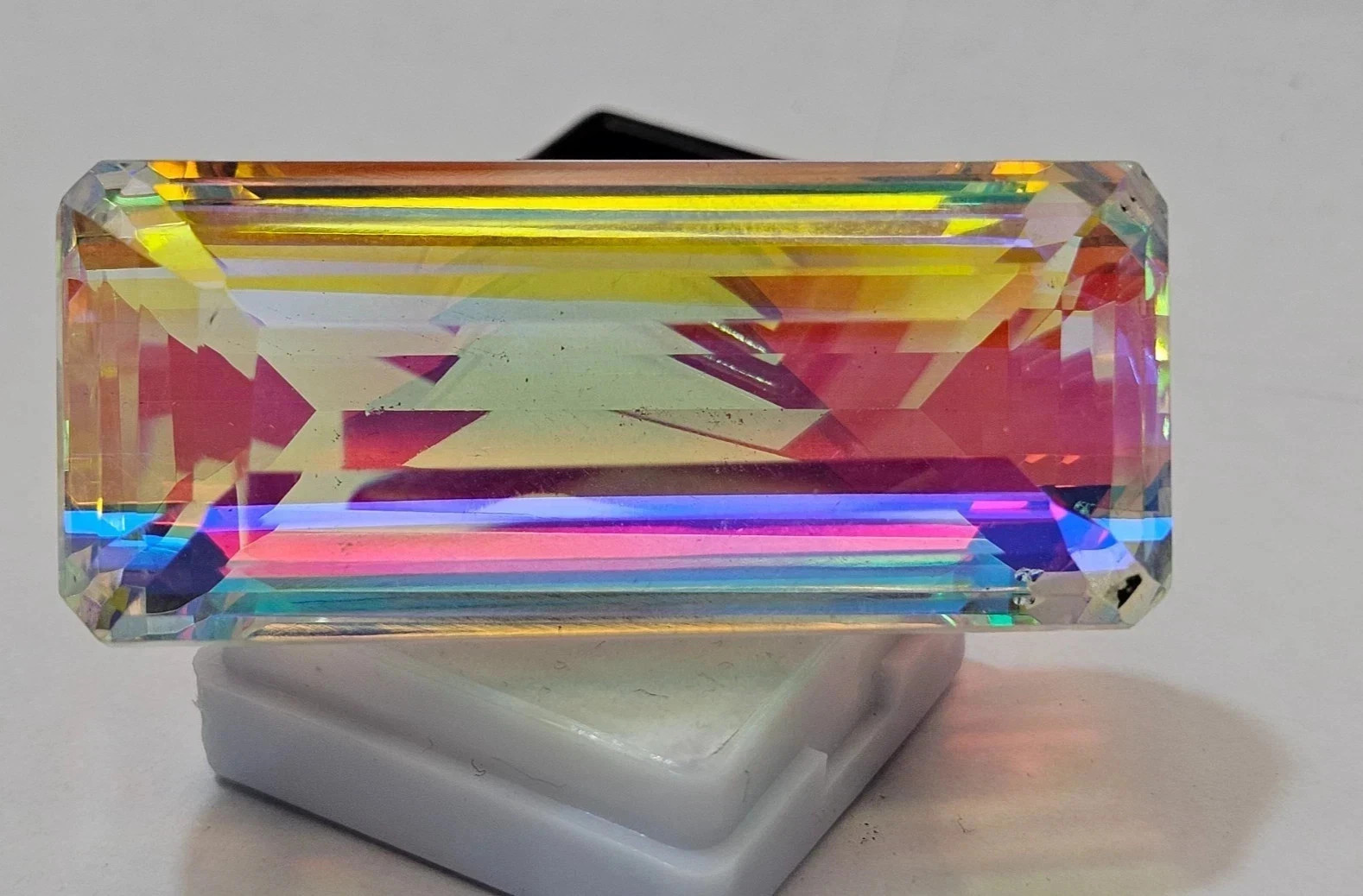 Certified 120 Ct Natural Rainbow Color Emerald Cut Mystic Topaz Loose Gemstone