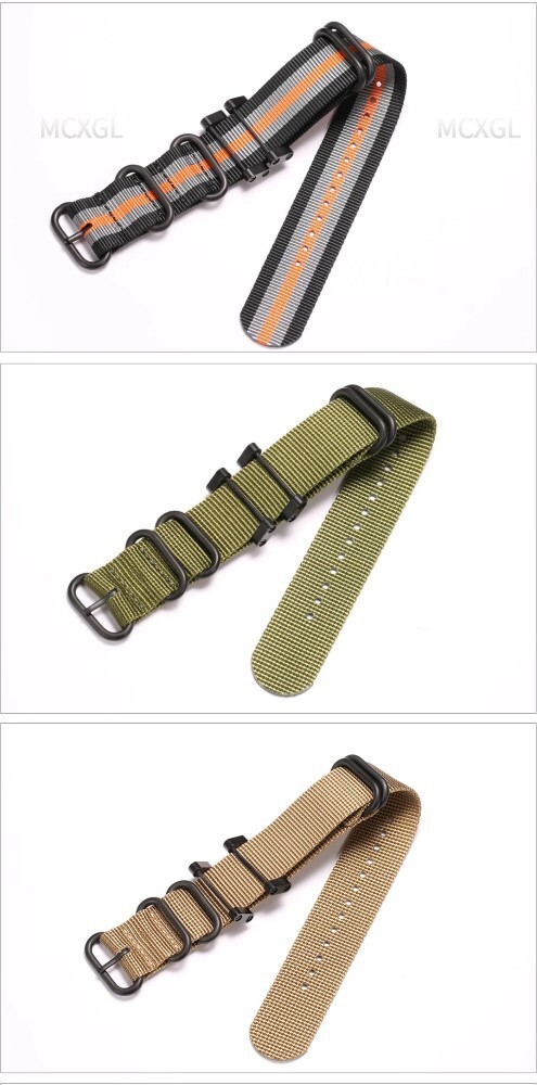 High Quality Thick Nylon Canvas Watch Strap Band Military Diver 24mm