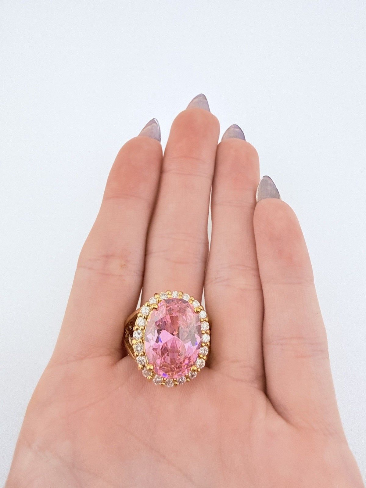 CAMROSE & KROSS JBK GOLDTONE LAB KUNZITE OVAL EARRINGS NECKLACE & RING K201E