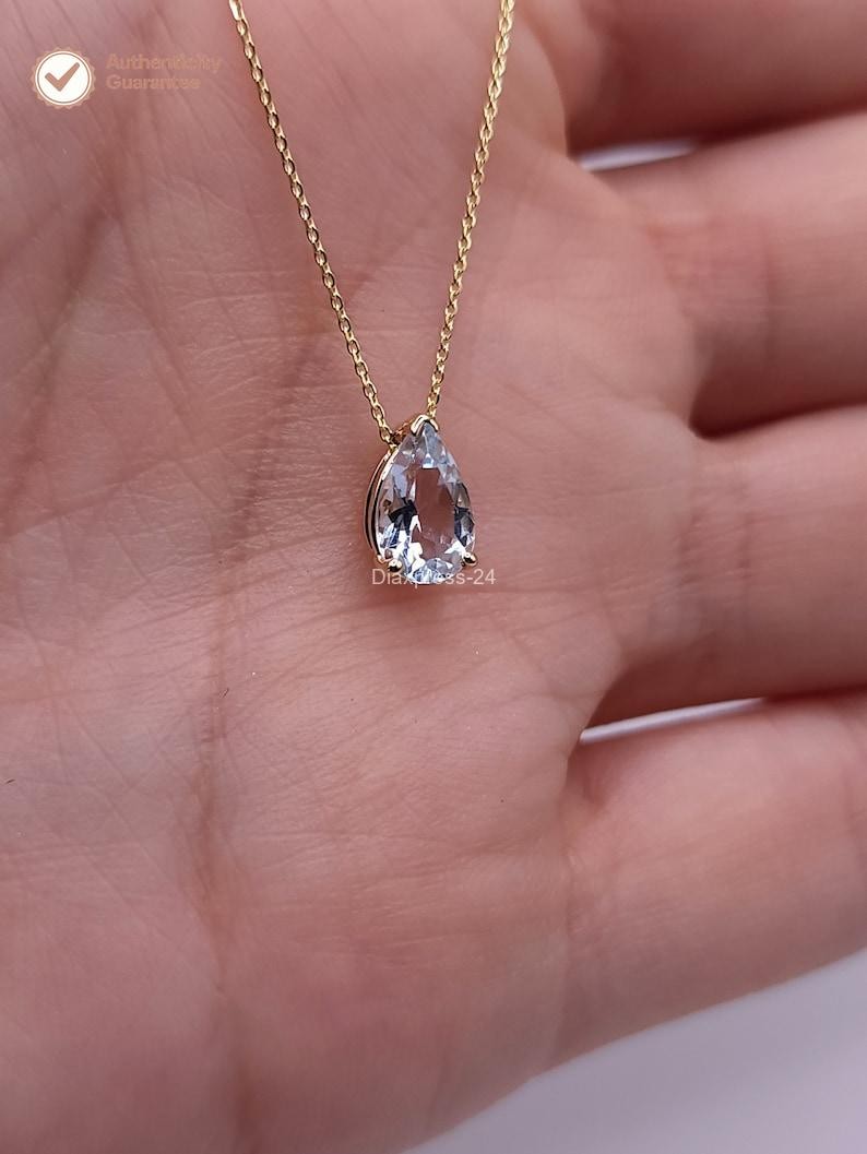 1.60CT Pear Cut Natural Diamond Necklace Pendants Anniversary Gifts 14K Gold
