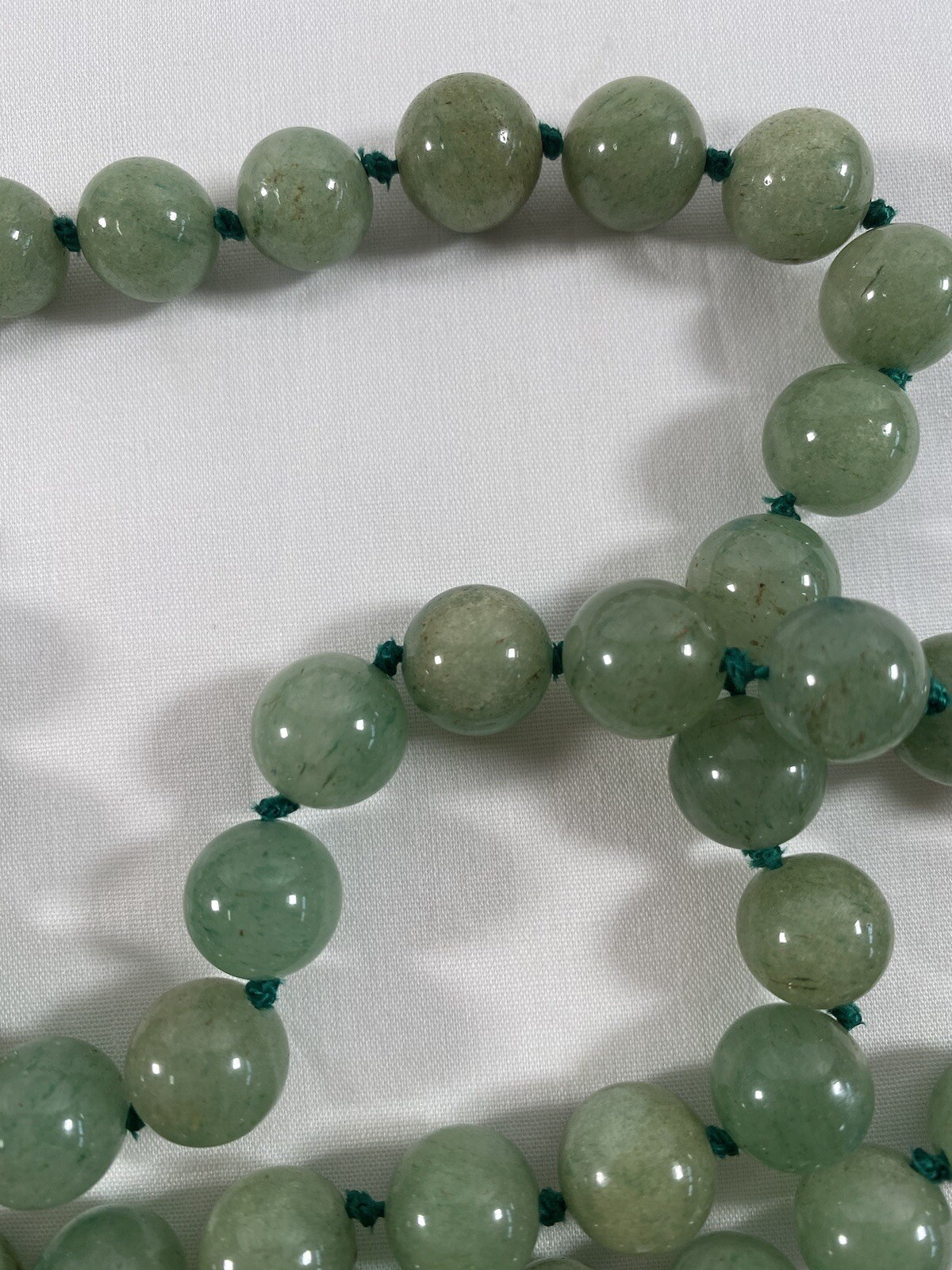 Nature Green Jade 翡翠玉 Round Gemstone 61 Beads Long Necklace 33 inch 10 mm 140g#1