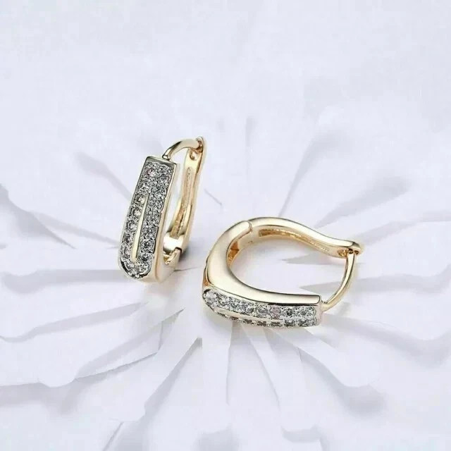 Women’s Engagement Hoop Earrings Round Cut Simulated Diamond 925 Starling Silver
