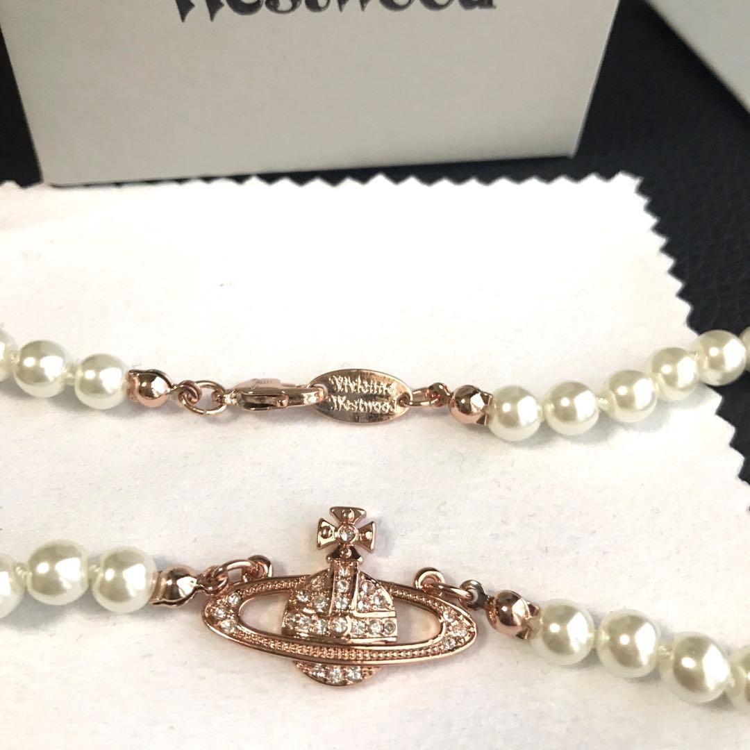 Vivienne Westwood Pearl Choker Necklace Pink Gold IN BOX [V1106