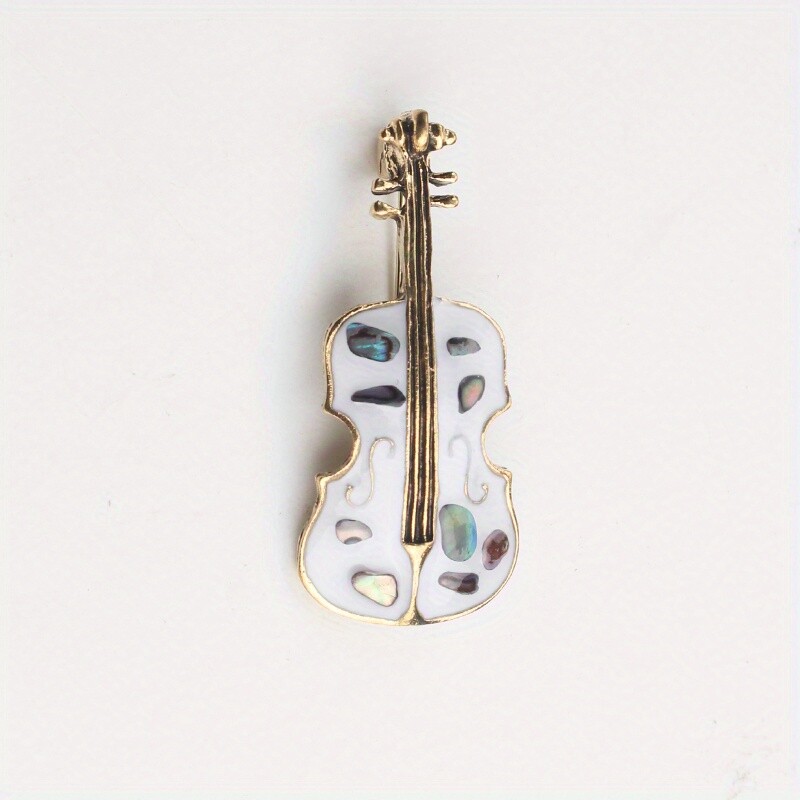 Retro Fashion Versatile Literary Enamel Dripping Oil Violin Brooch