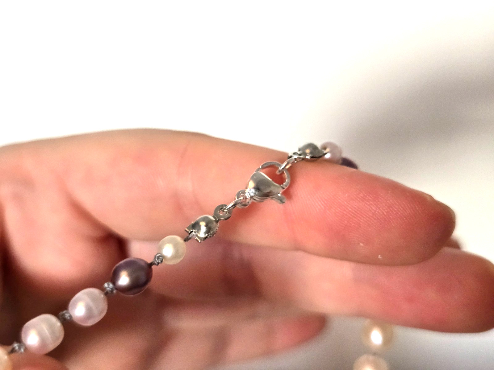 Genuine Baroque Pearl Anklet Multi Coloured 9.25 inches 100% Silk Thread Knotted