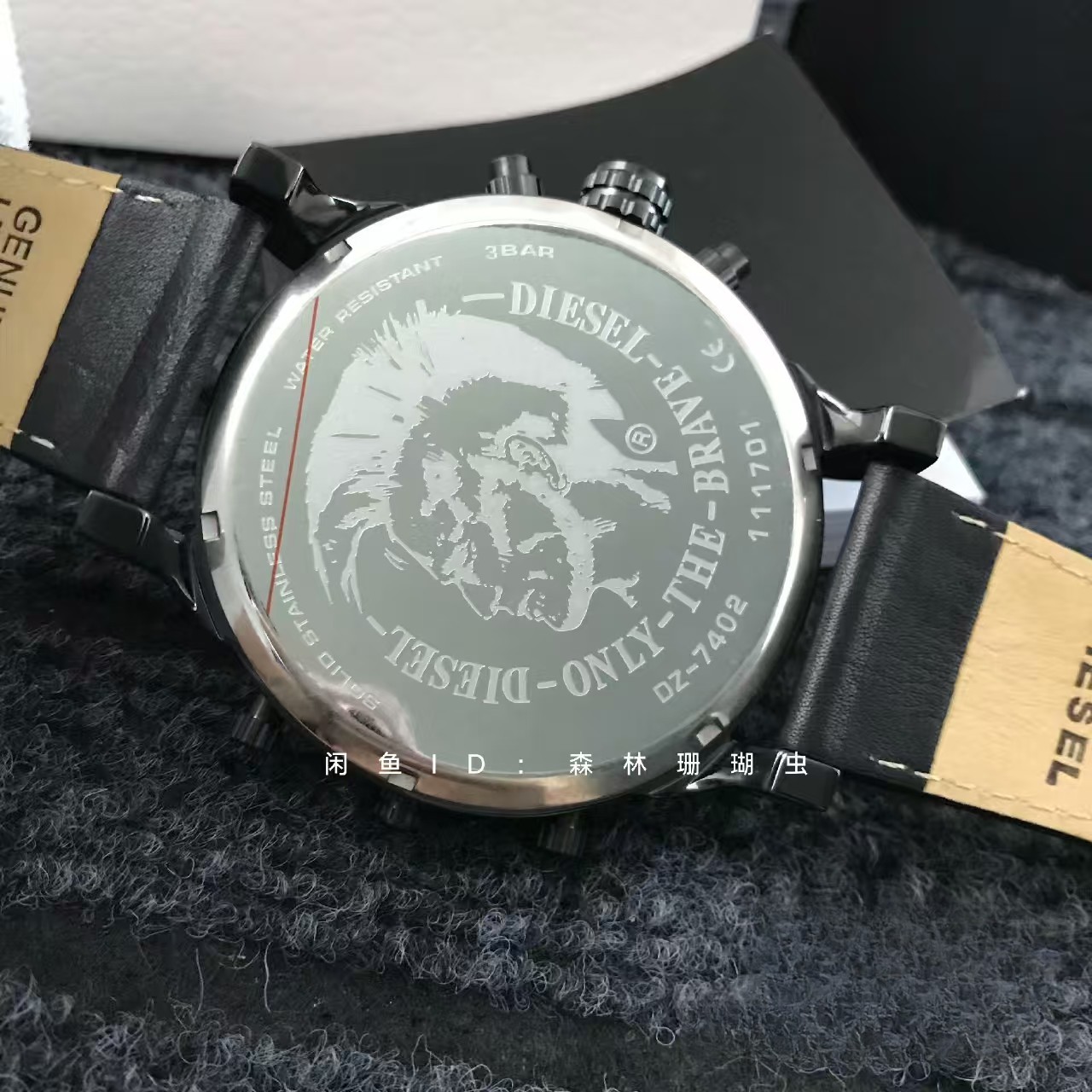 Brand new genuine DZ7402 Mr Daddy 2.0 Chronograph black leather watch 57mm