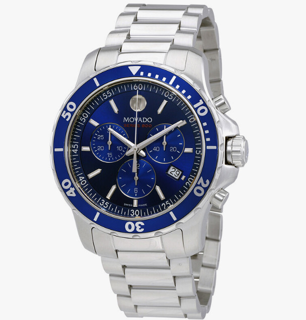 Movado Series 800 Blue Chronograph Dial 42 mm Performance Steel Watch 2600141