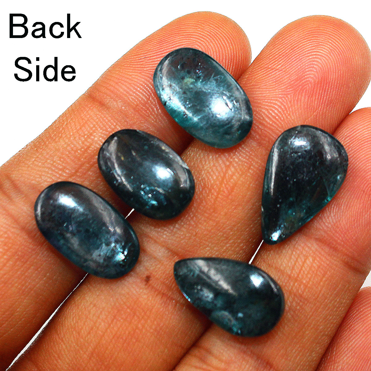 5 PC Natural Flashy Teal Moss Kyanite Untreated 15.4mm-18.5mm Cabochon Gemstones
