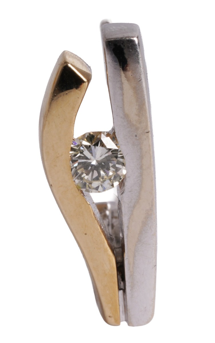 modern 585 gold 0.20ct edged hoop earrings. brilliant earrings