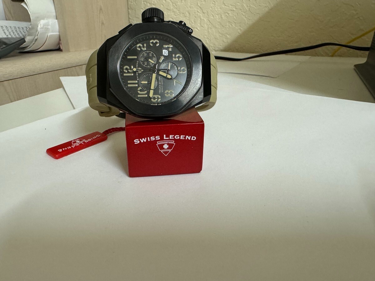 Men’s Swiss Legend 10542-BB-01-CMA Trimix chronograph Black & Olive Green watch