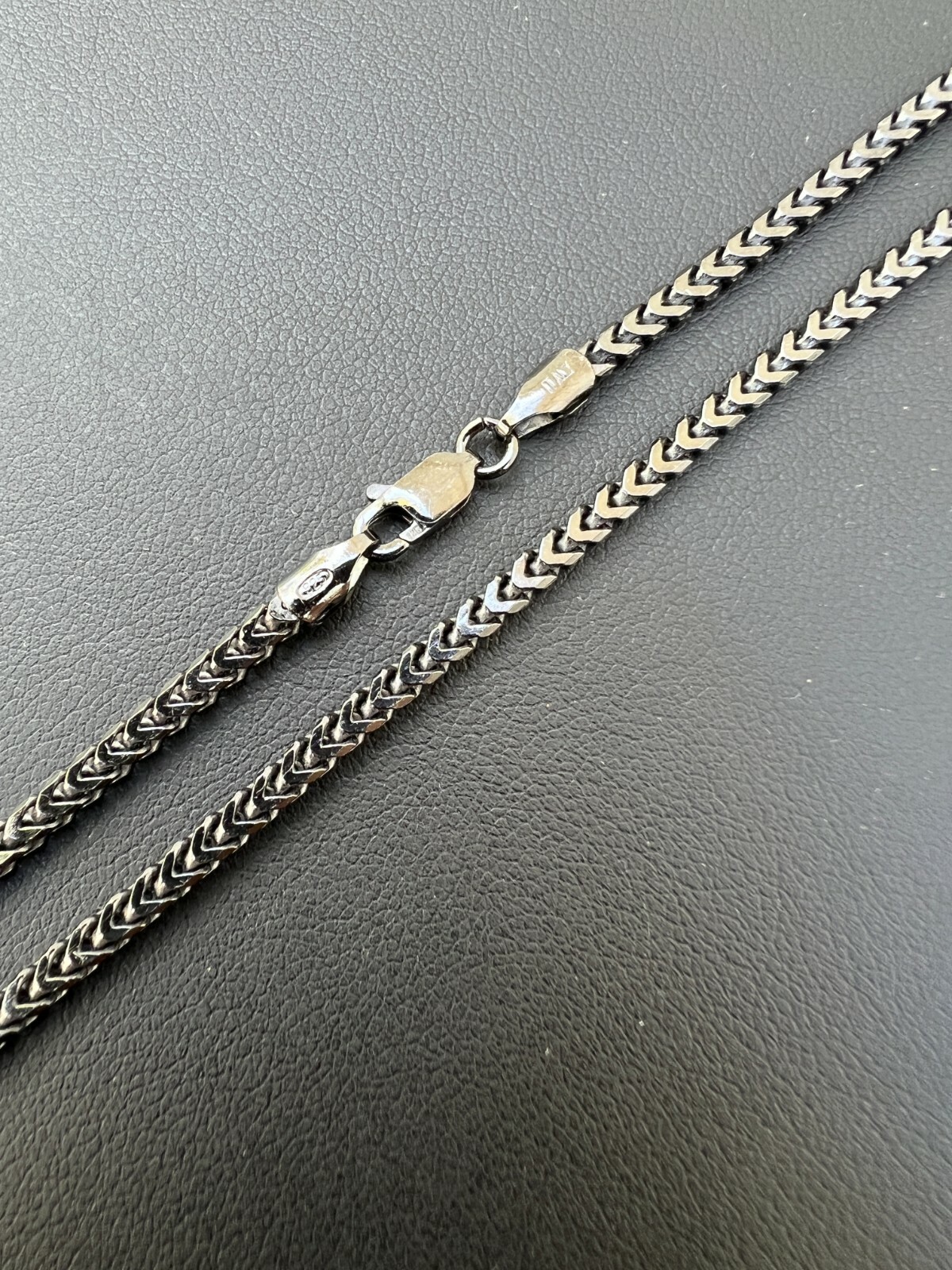 Franco Chain 2.5mm Necklace Black Oxidized Rhodium Over Real 925 Sterling Silver