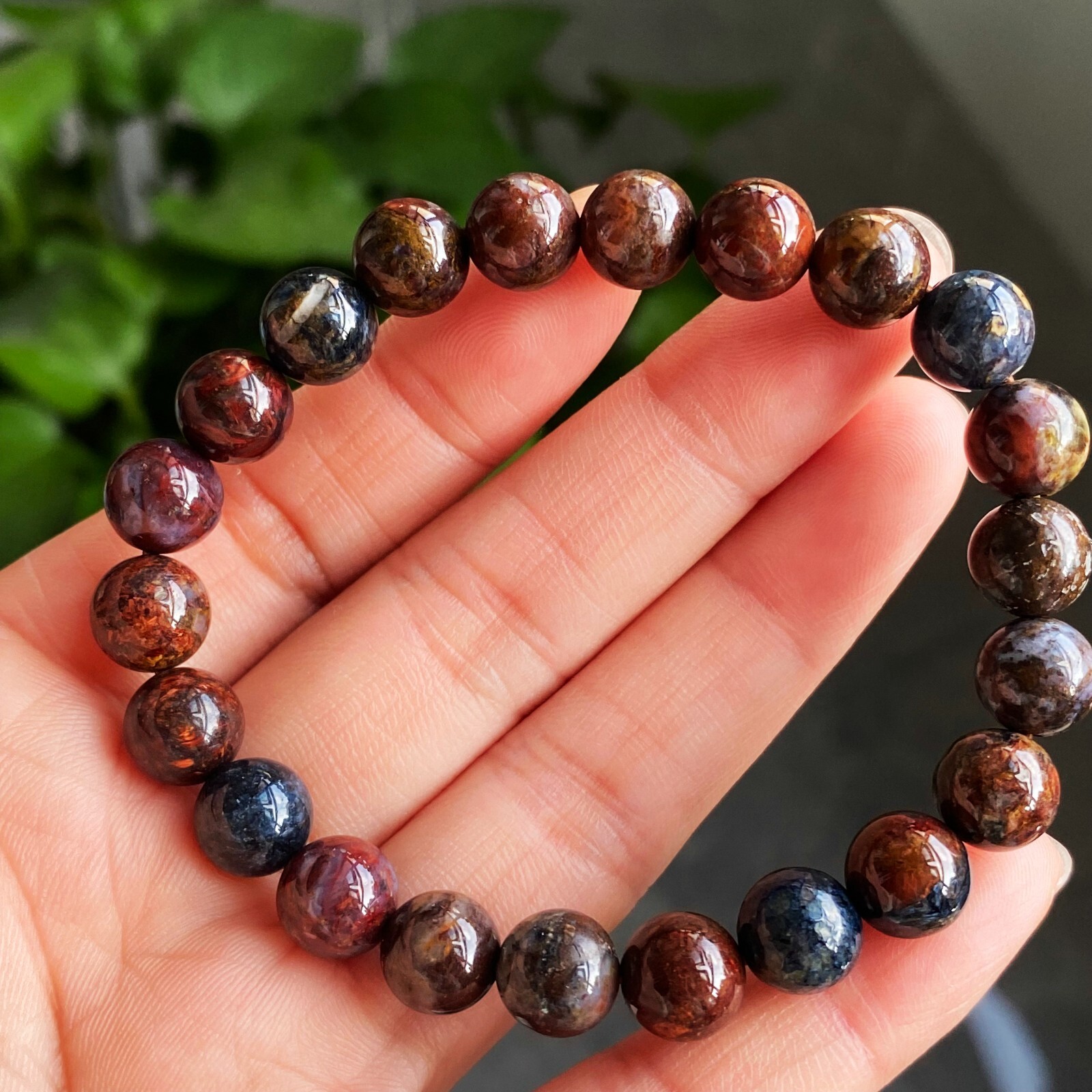 8.7mm Natural Color Pietersite Namibia Gemstone Beads Bracelet Z56