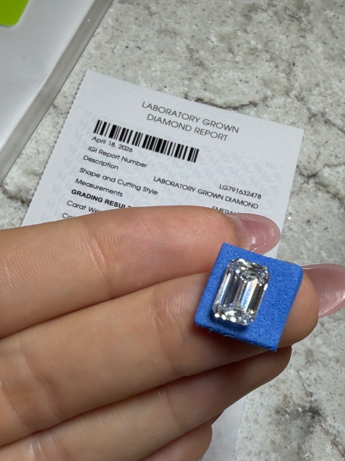 3.03 Carats Lab Grown Loose Emerald Cut Diamond VS2 Excellent Symmetry + Polish