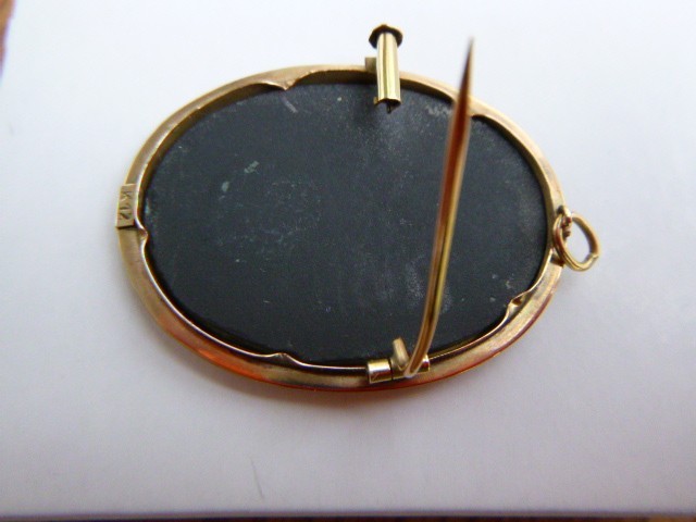 Antique Victorian PIETRA DURA Micro mosaic Pin PENDANT 12K Gold Flower Italy Box