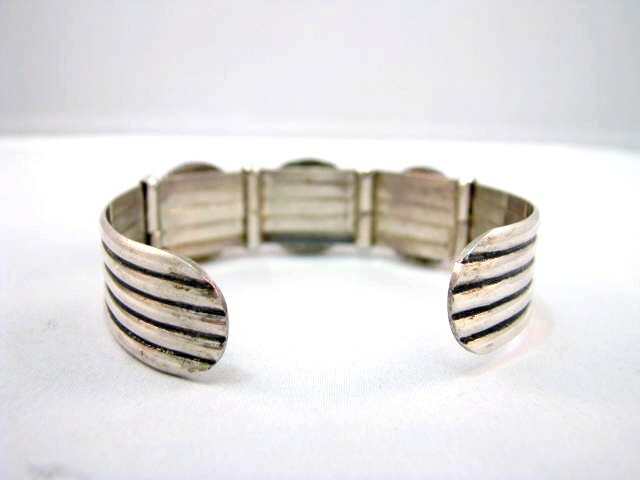 Solid Sterling Silver 900 Bangle With Larimar Bracelet Circa 1950